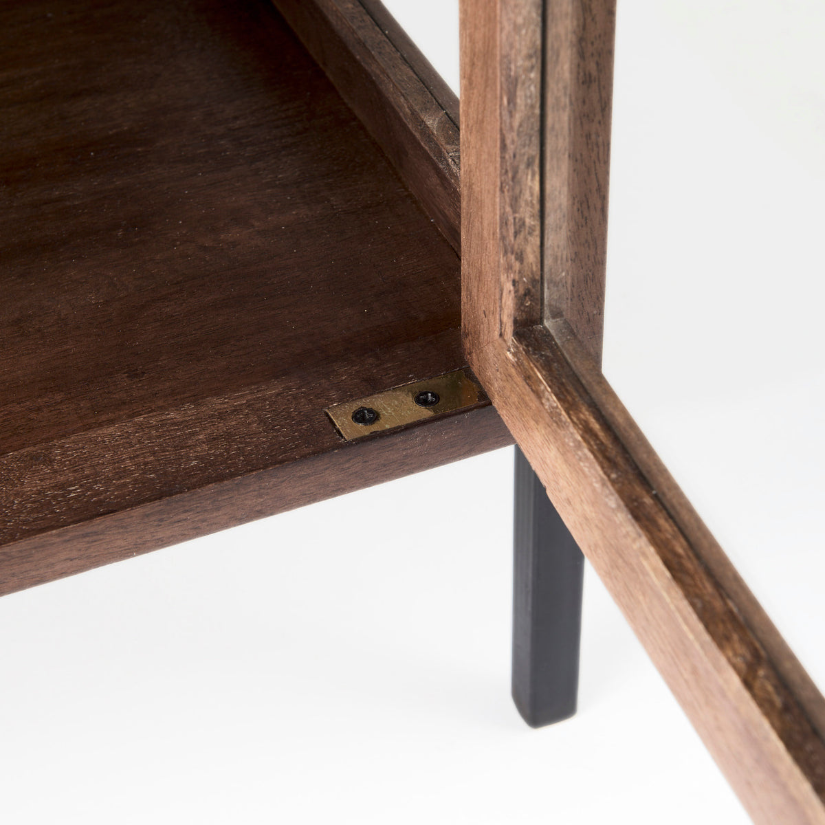 Arelius Medium Brown/Black Wood End/Side Table - Ornate Home