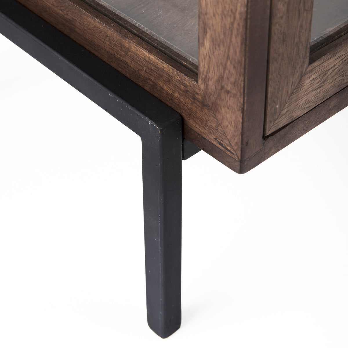 Arelius Medium Brown/Black Wood End/Side Table - Ornate Home