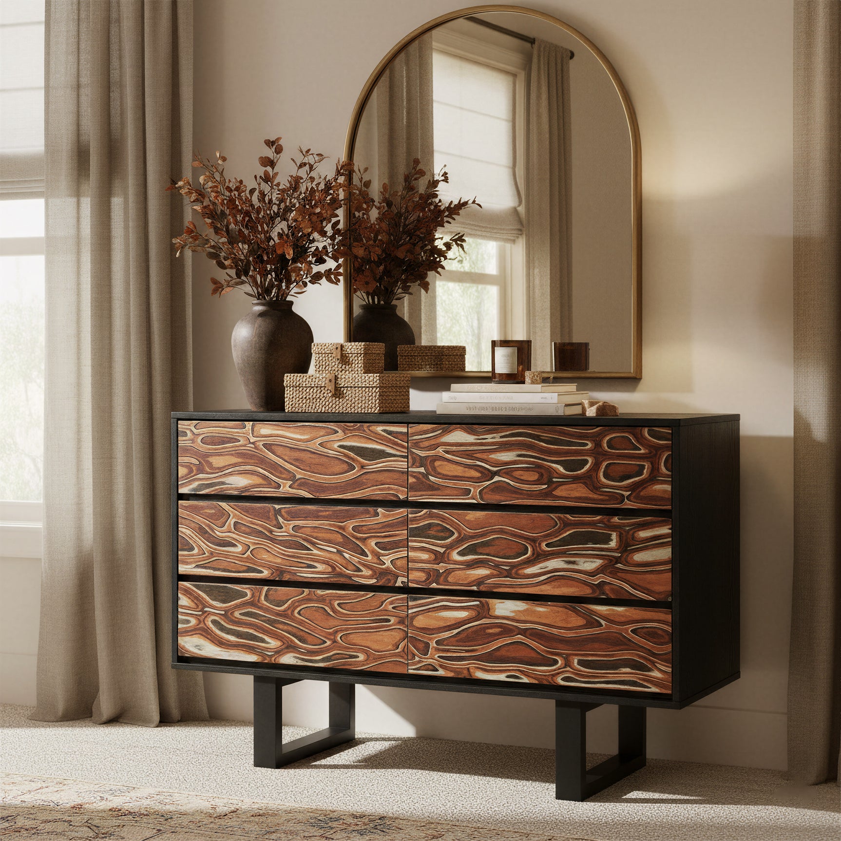 Aremi Brown & Black Dresser - Ornate Home