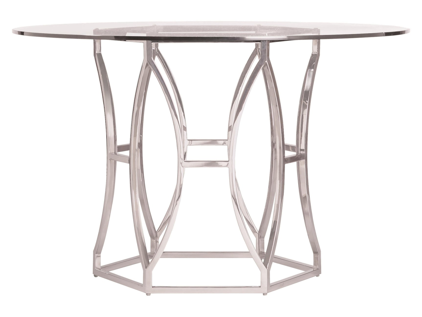 Argent Clear/Polished Stainless Round Steel Dining Table - Ornate Home