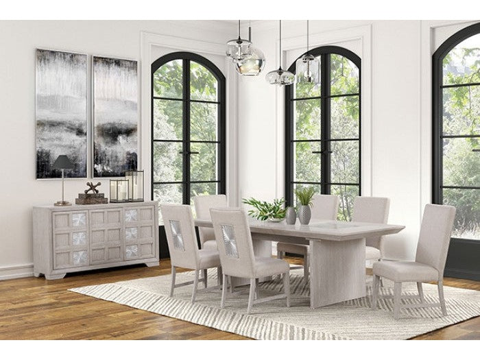 Argenthart Light Gray 7 Piece Dining Set - Ornate Home