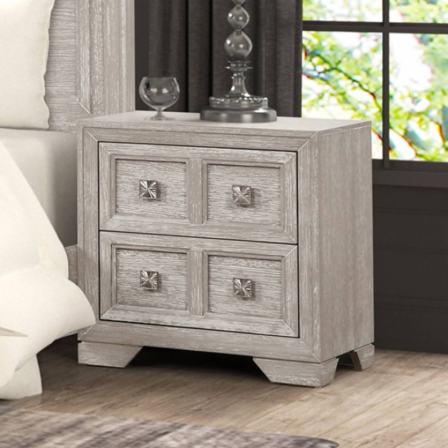 Argenthart Light Gray Queen 4 Piece Bedroom Set - Ornate Home