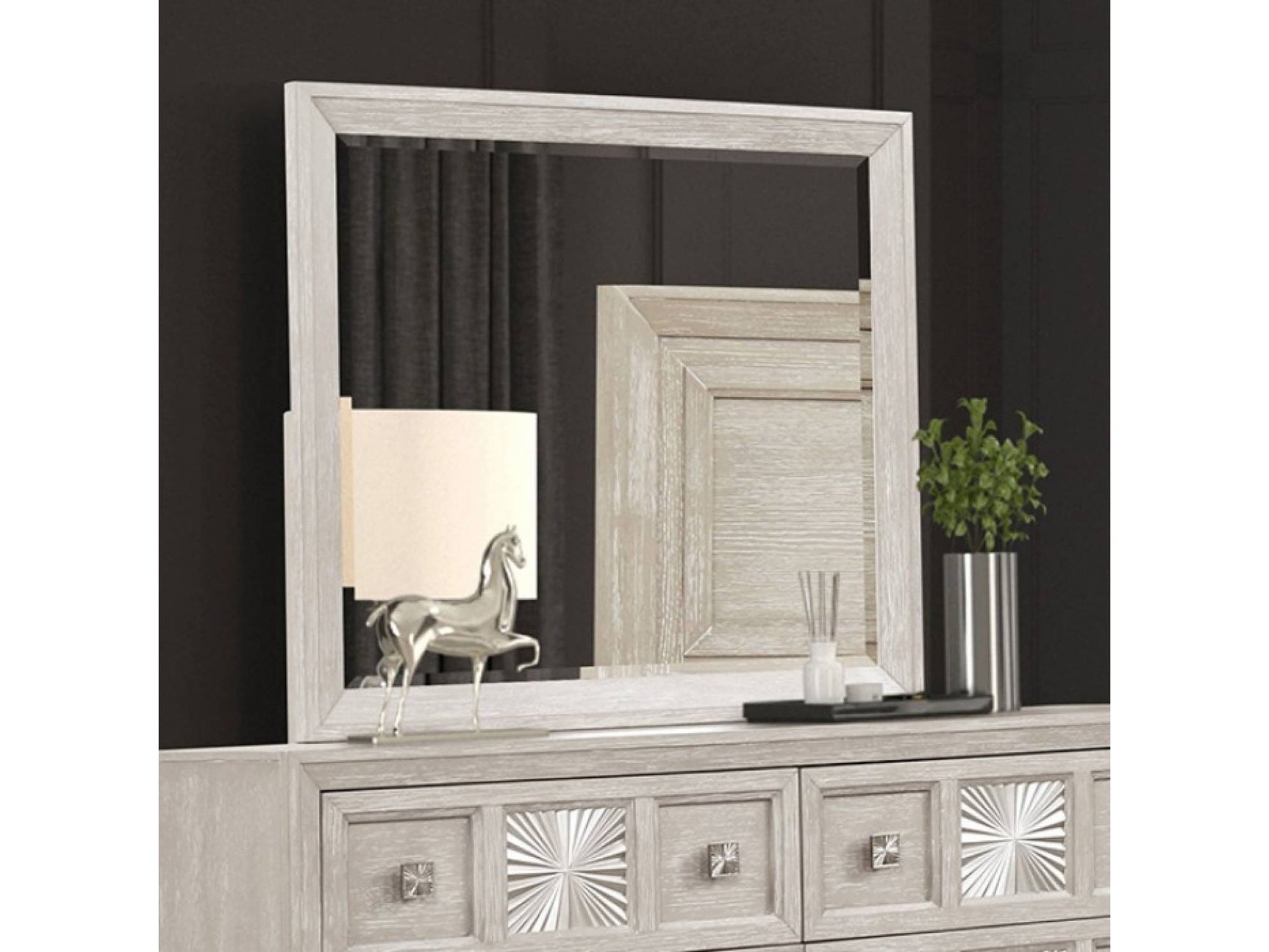 Argenthart Light Gray Queen 5 Piece Bedroom Set w/2 Nightstands - Ornate Home