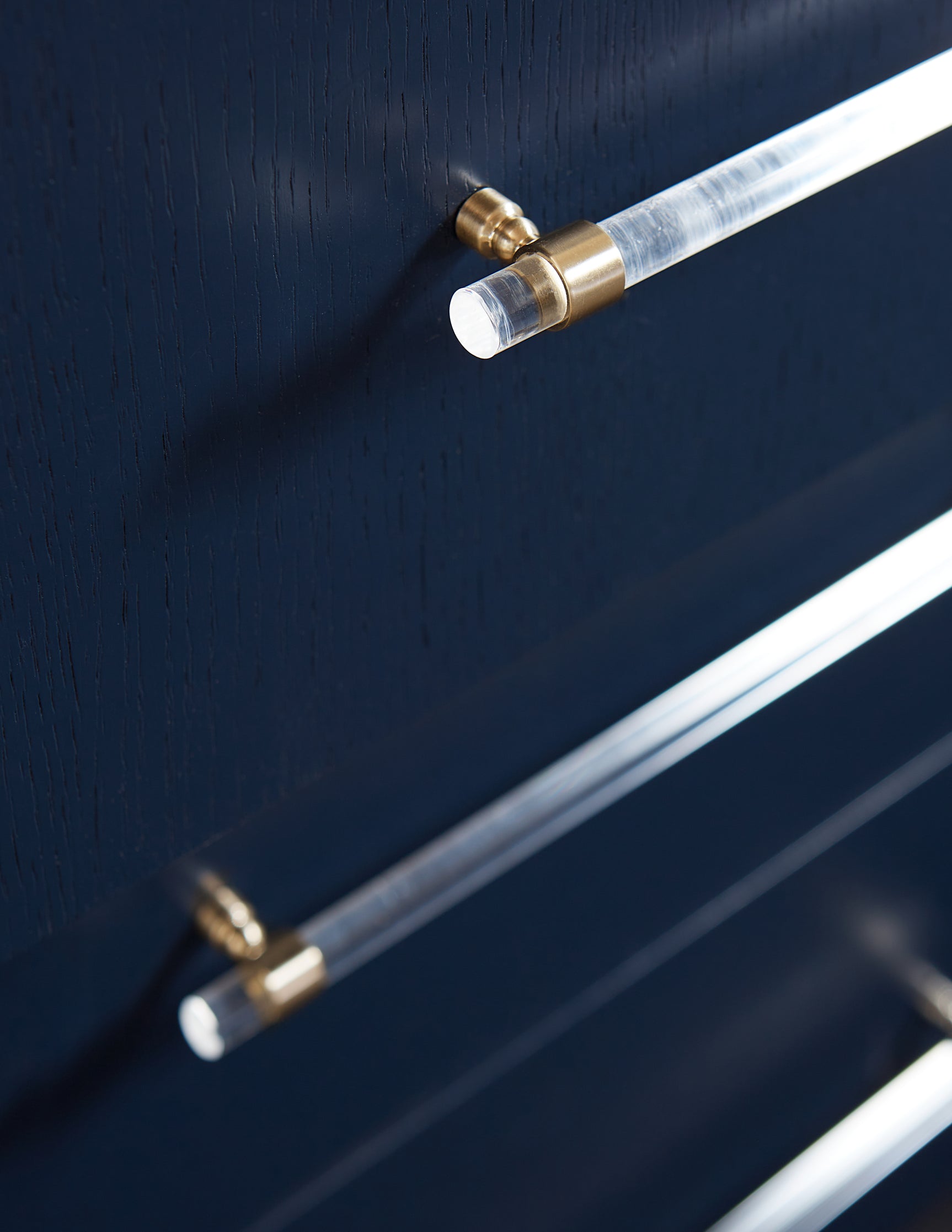 Argento Five Drawer Chest in Navy Blue and Burnished Brass - Ornate Home