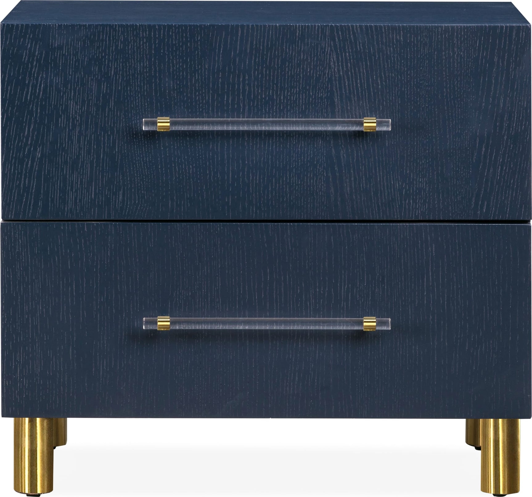 Argento Navy Blue/Burnished Brass Two Drawer USB Charging Nightstand - Ornate Home