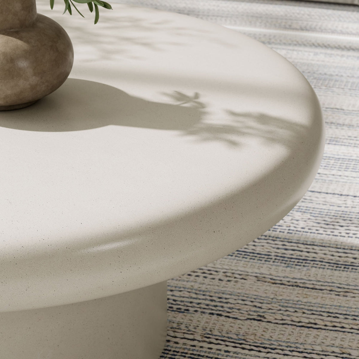 Argos White Indoor - Outdoor Patio Concrete Round Coffee Table - Ornate Home