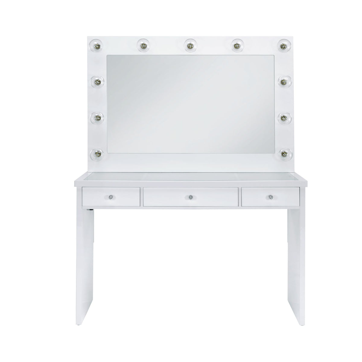 Ariana White Vanity Set with Lightbulbs - Ornate Home