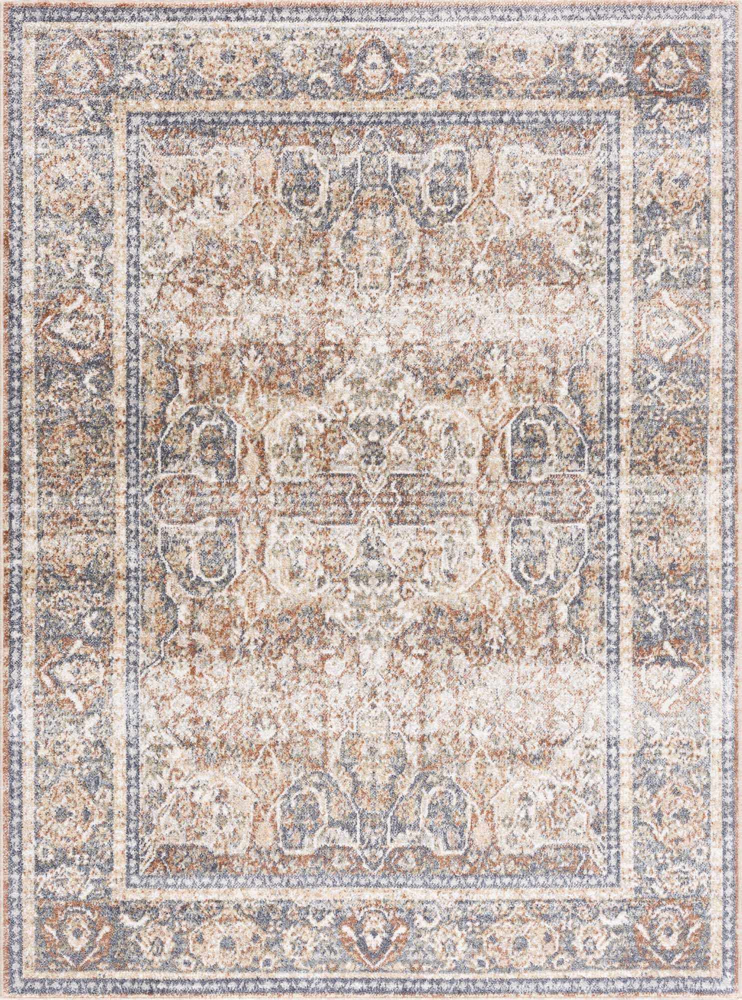 Arias Beige Blue Washable Area Rug - Ornate Home