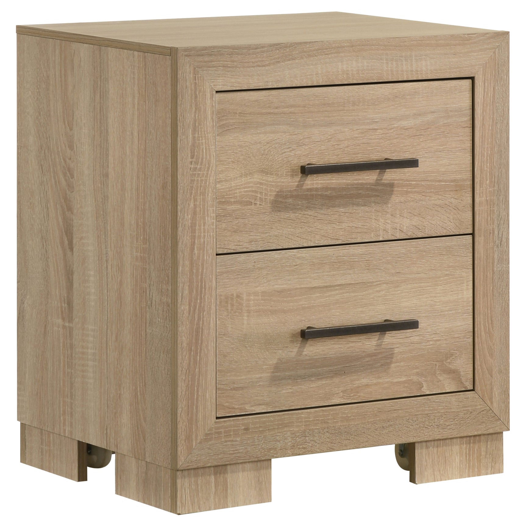Arielle Light Oak 2-drawer Bedroom Nightstand with Casters - Ornate Home