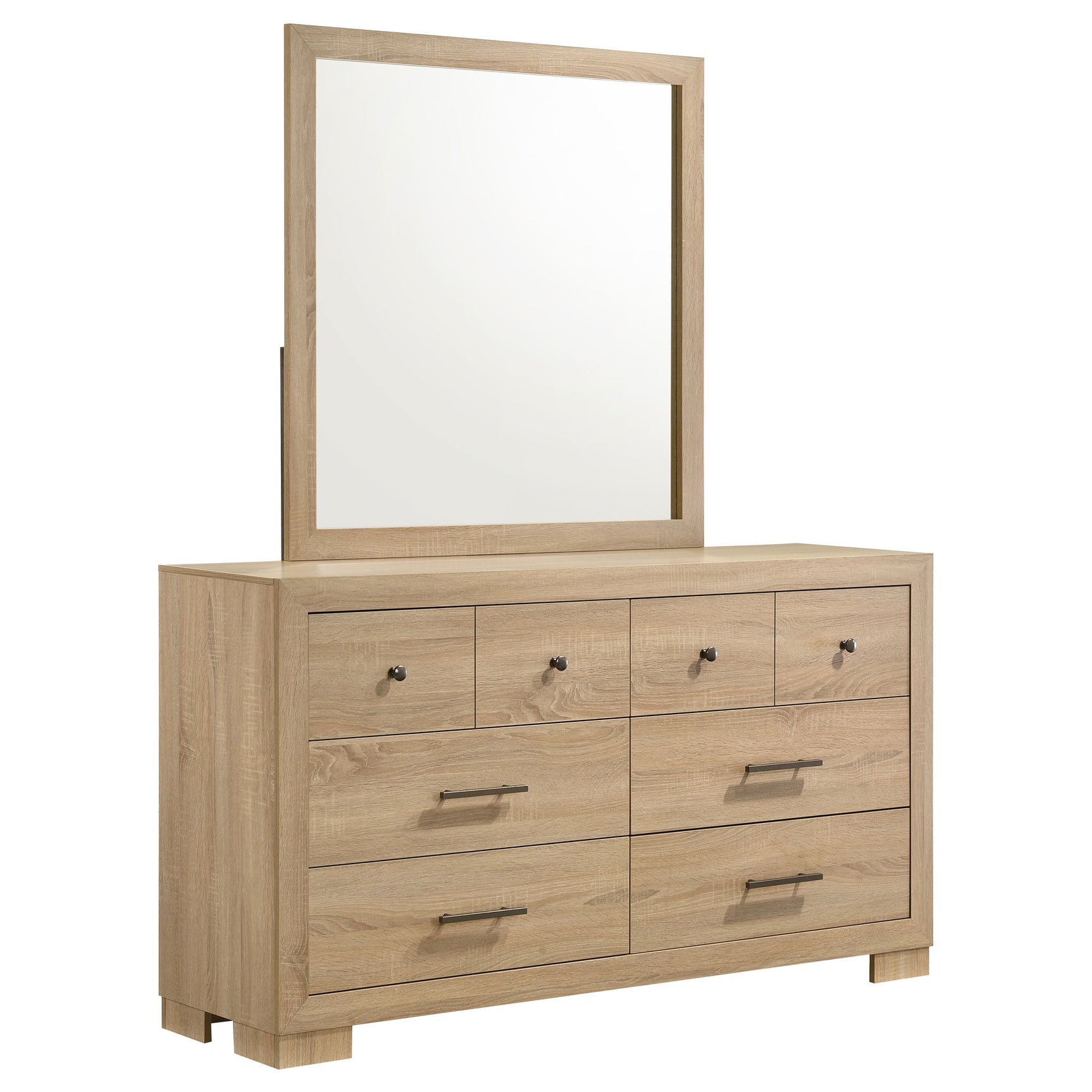 Arielle Light Oak 6-drawer Bedroom Dresser with Mirror - Ornate Home