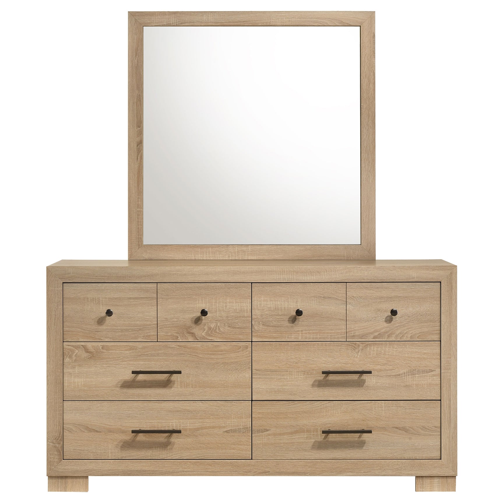 Arielle Light Oak 6-drawer Bedroom Dresser with Mirror - Ornate Home