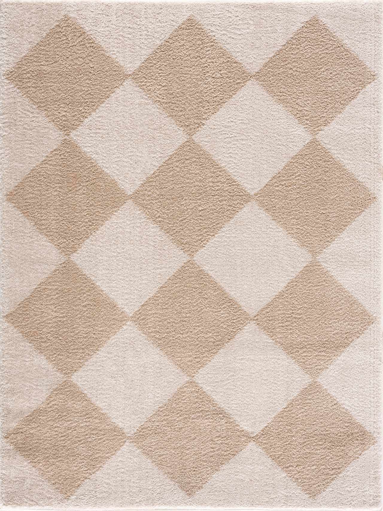 Arilla Beige Washable Diamond Area Rug - Ornate Home