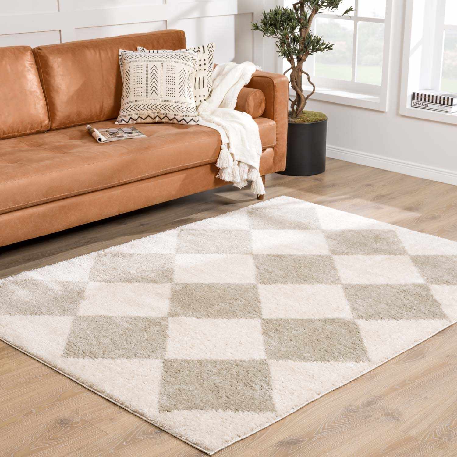 Arilla Gray Washable Diamond Area Rug - Ornate Home
