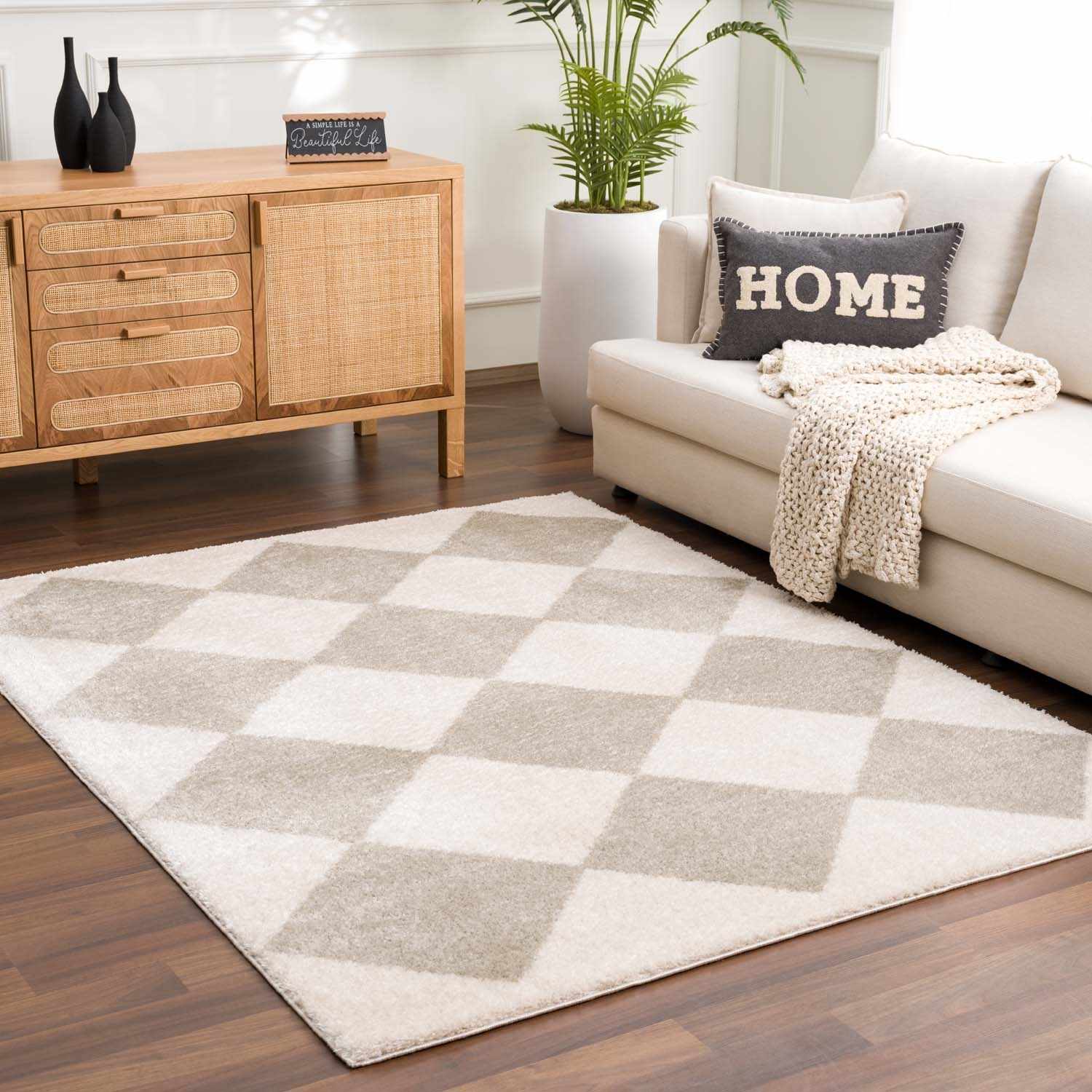 Arilla Gray Washable Diamond Area Rug - Ornate Home