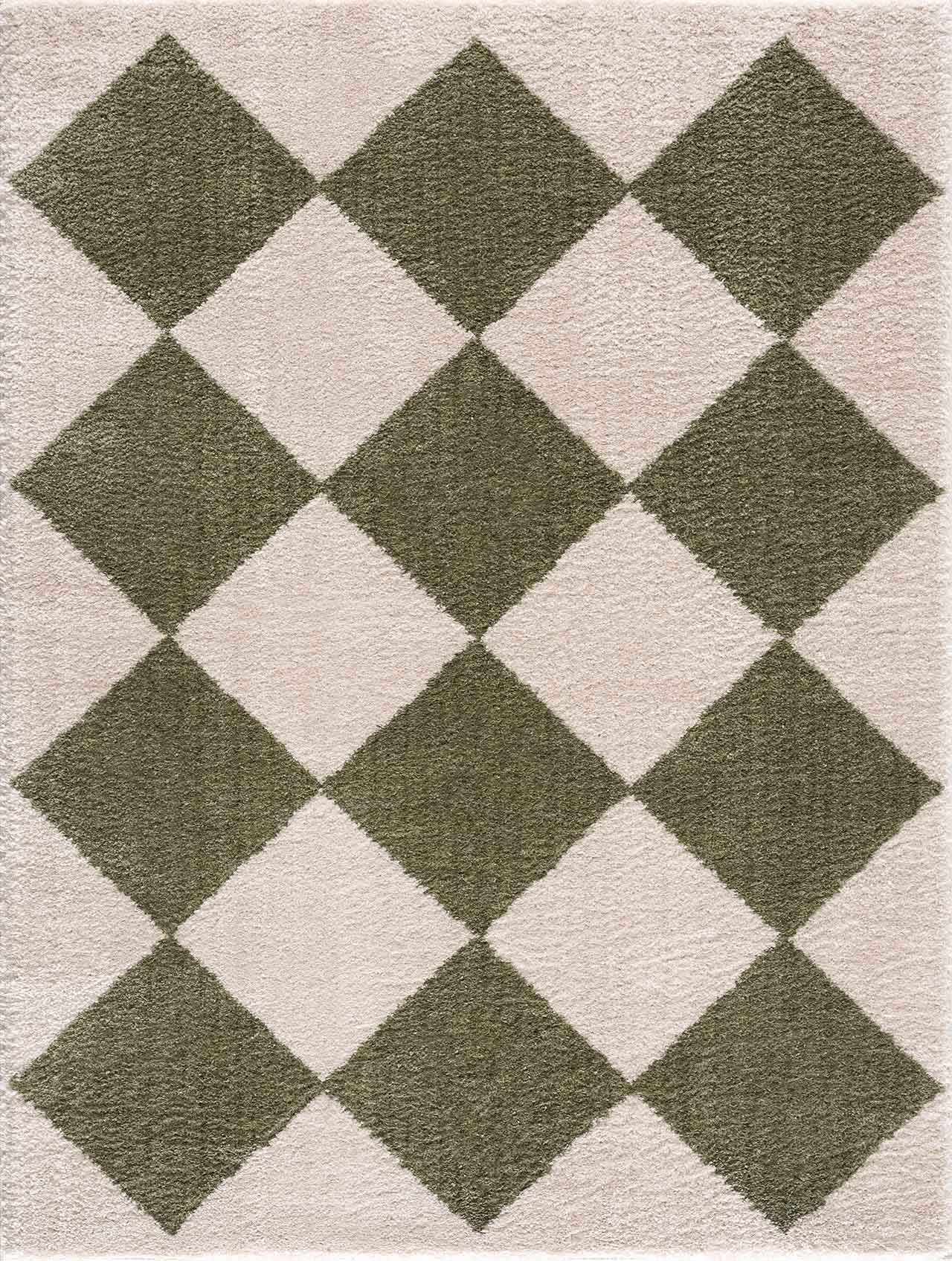 Arilla Green Washable Diamond Area Rug - Ornate Home