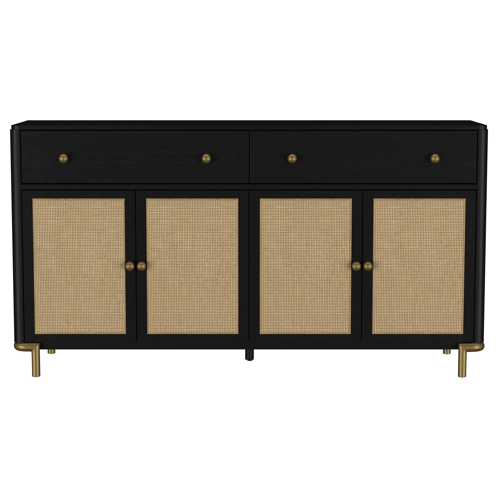 Arini Black 2-drawer Cane Door Dining Sideboard Server - Ornate Home