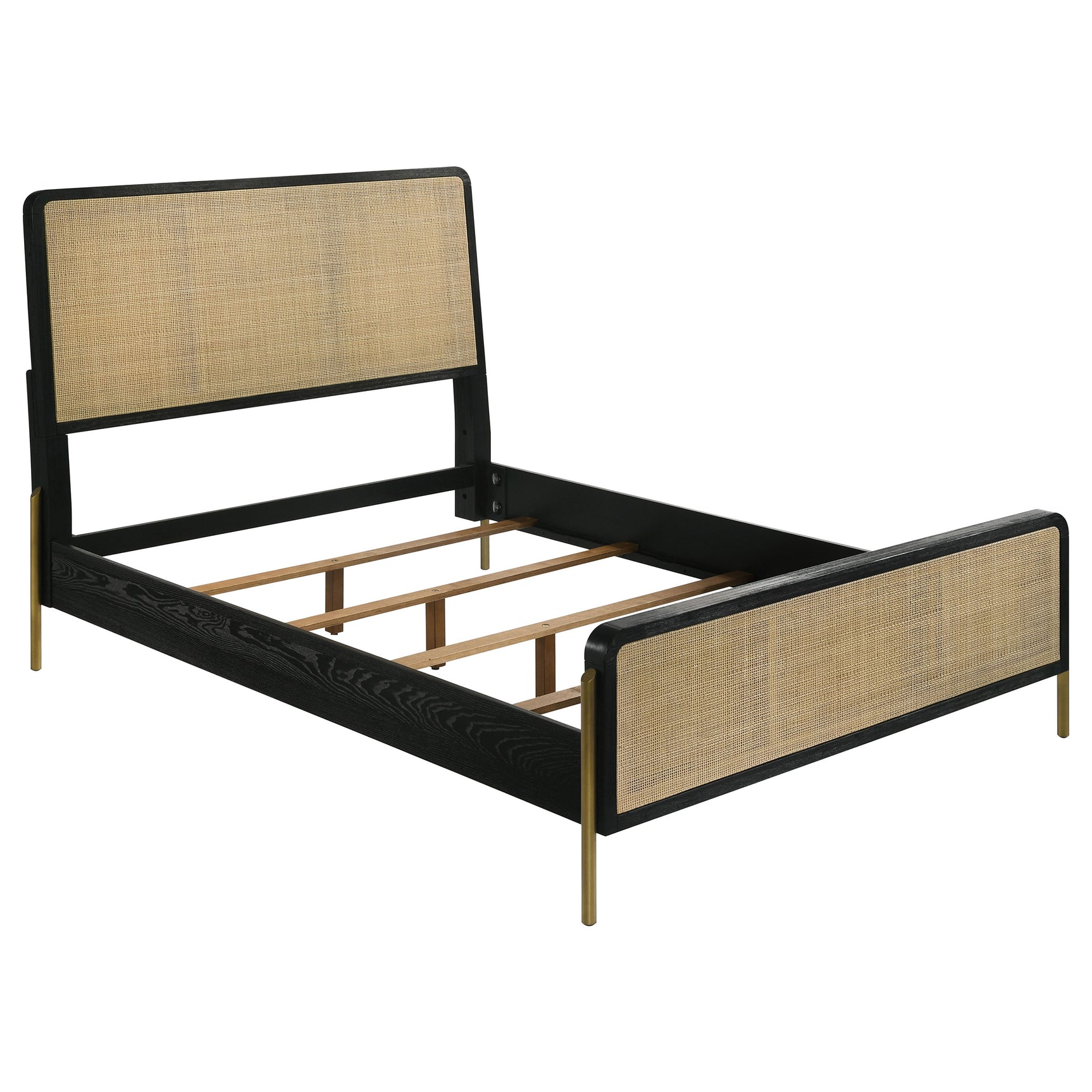 Arini Black / Natural 5-piece Eastern King Rattan Bedroom Set - Ornate Home