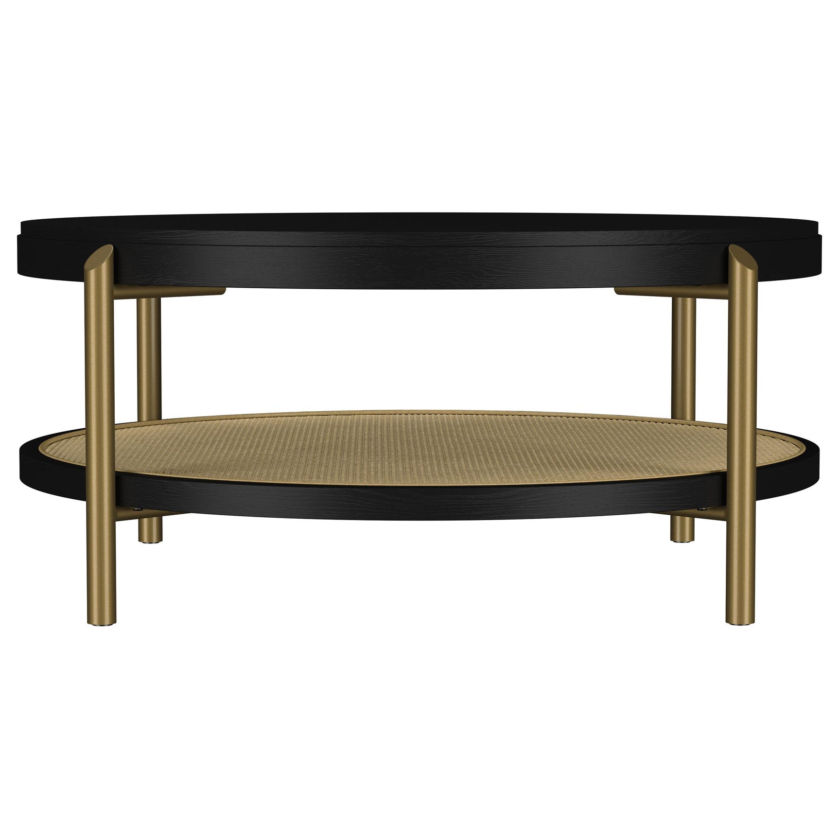 Arini Black Round Coffee Table With Storage Shelf - Ornate Home