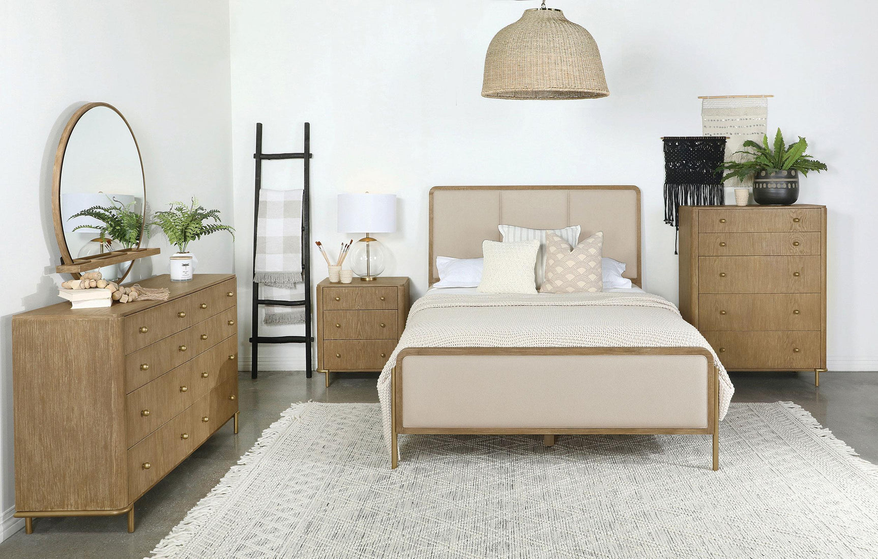Arini Cream and Sand Wash 56-inch Eastern King Panel Bed - Ornate Home