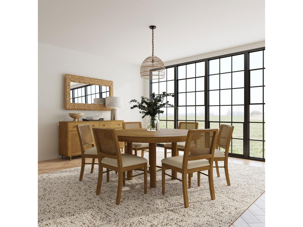 Arini Sand Wash 7-piece Round Dining Room Table Set - Ornate Home