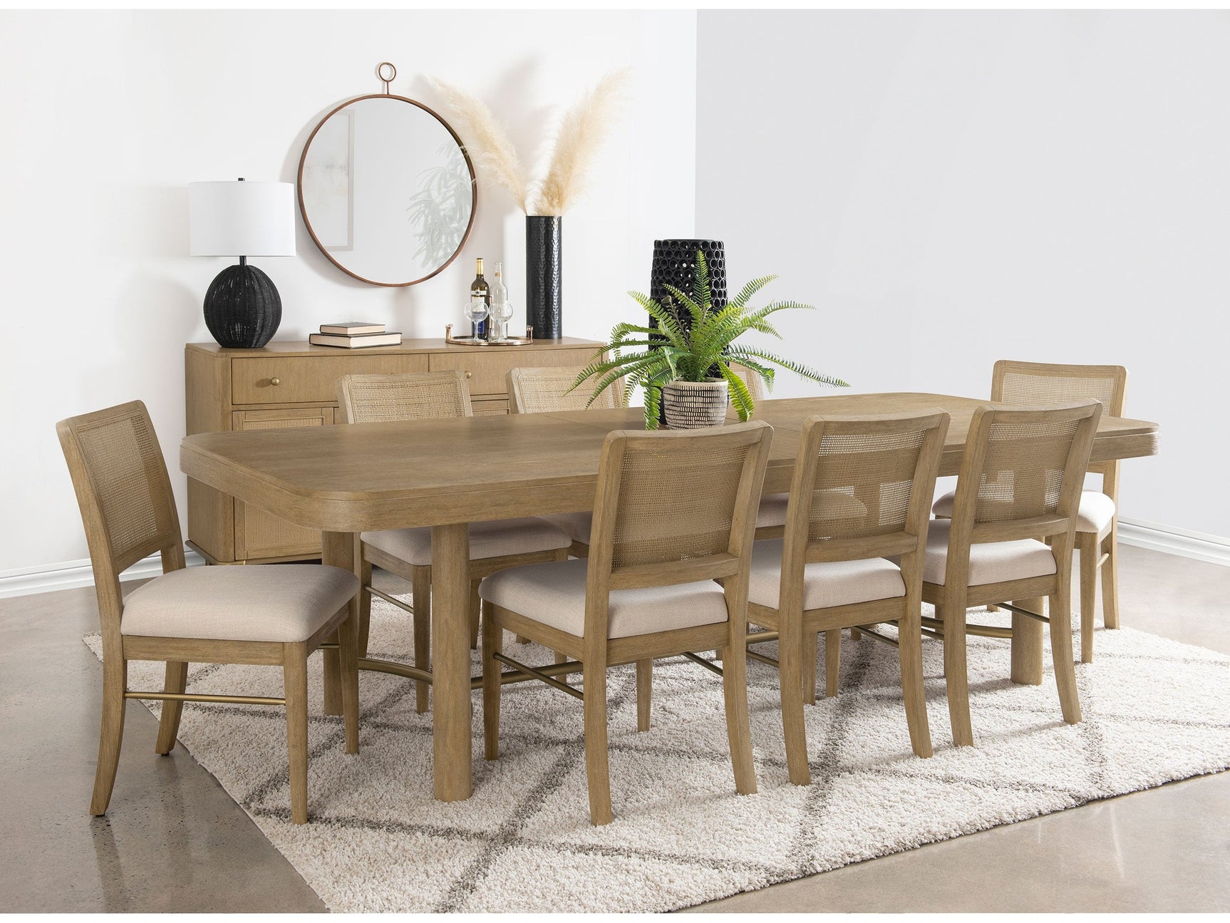 Arini Sand Wash 9-piece Extension Leaf Dining Table Set - Ornate Home