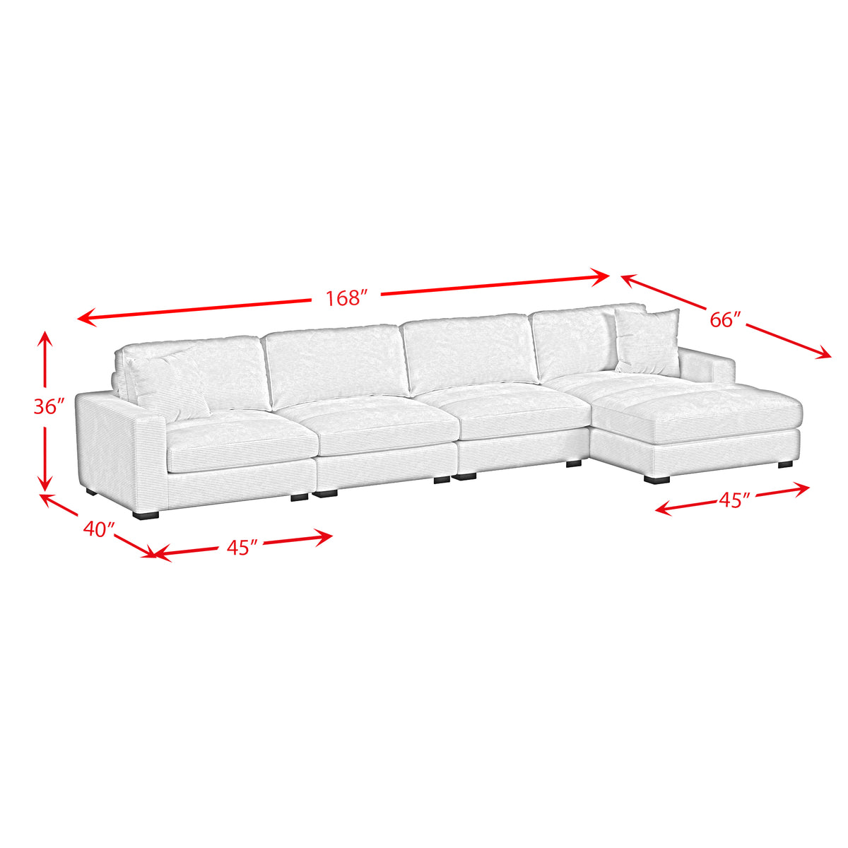 Arizona Steno Beige 4-Piece Modular Sectional with RHF Chaise - Ornate Home