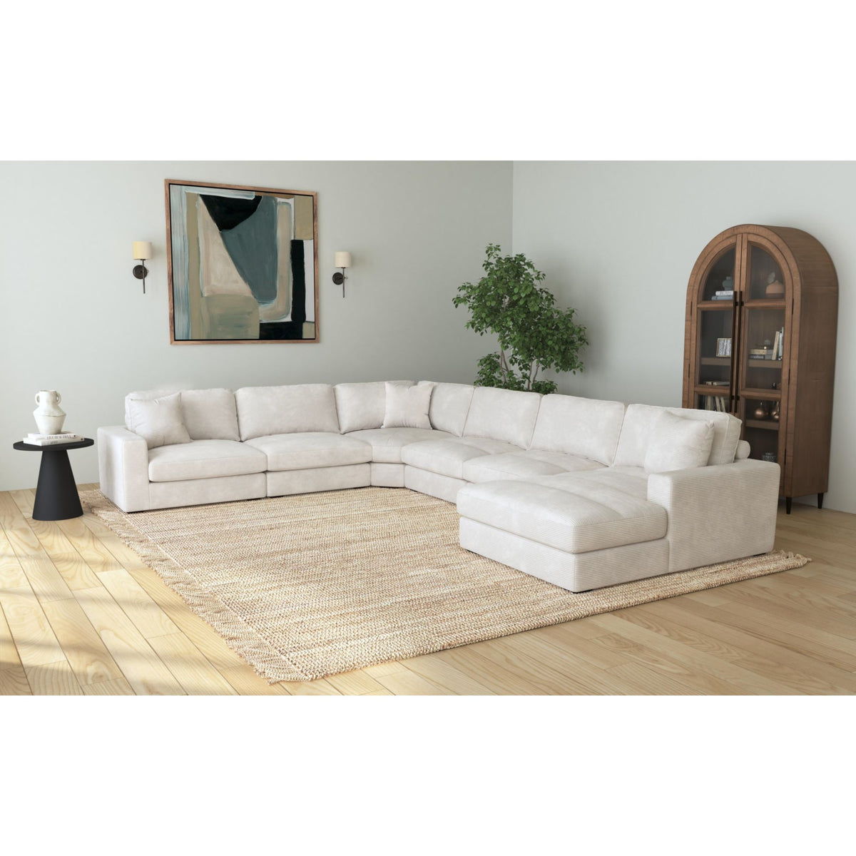Arizona Steno Beige 6-Piece Modular Sectional with RHF Chaise - Ornate Home