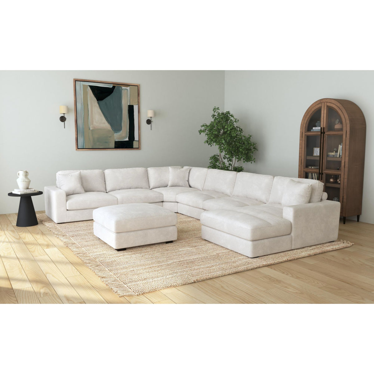 Arizona Steno Beige 7-Piece Modular Sectional with RHF Chaise - Ornate Home