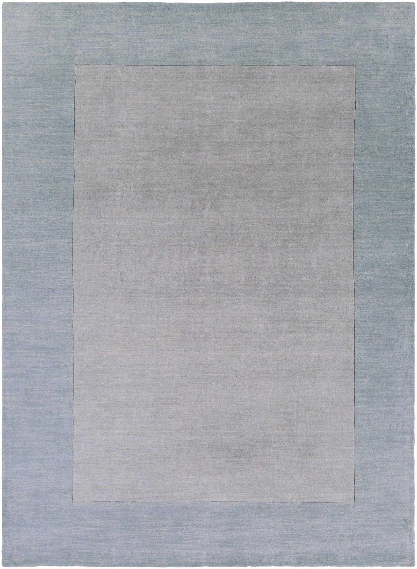 Arkabutla Solid Blue Bordered Wool Rug - Ornate Home
