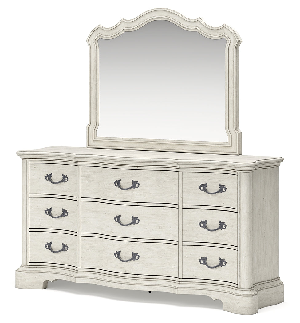 Arlendyne Antique White Dresser, Mirror, Chest and Nightstand - Ornate Home