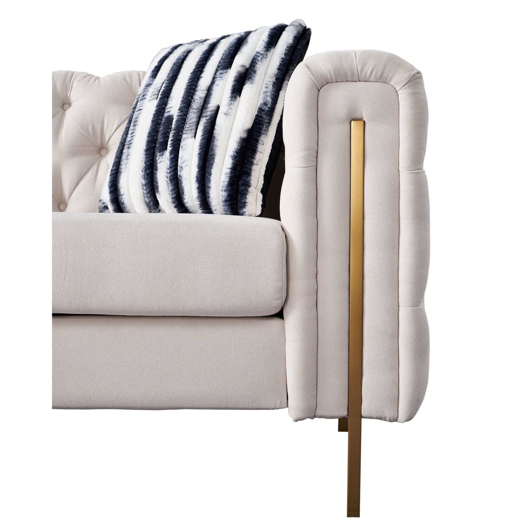 Arlene Modern Ivory Sofa Linen Square Arm Sofa, 84.25" W Couch, Beige - Ornate Home