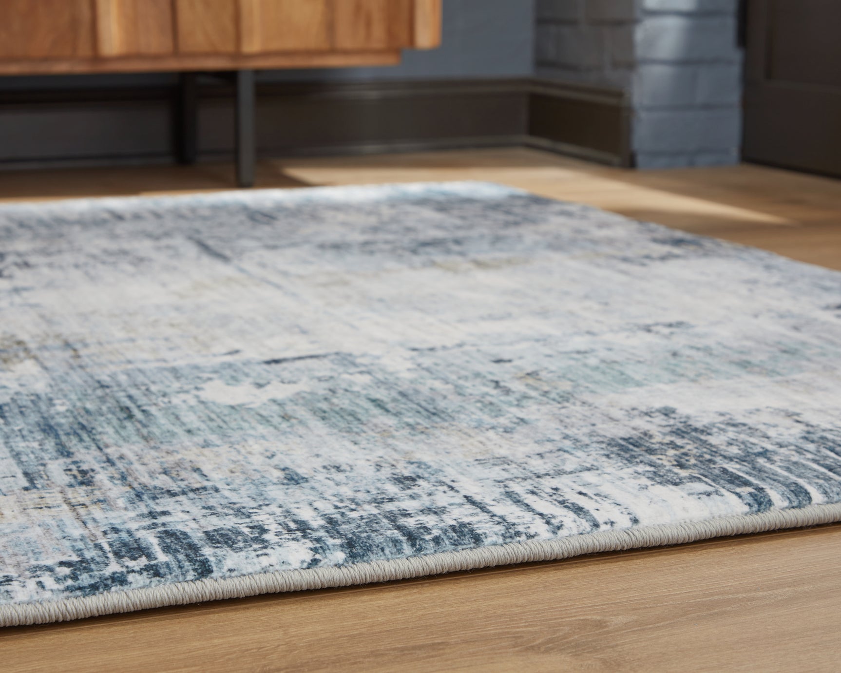 Arlenmont Blue/White/Brown Memory Foam Large Rug - Ornate Home