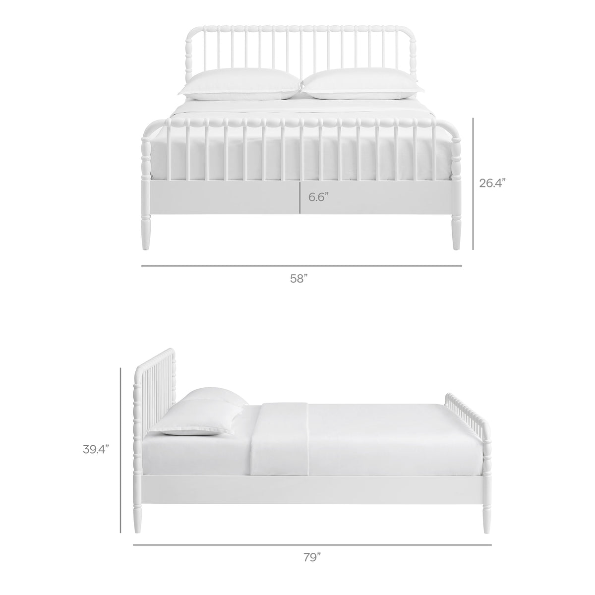 Arlette White Full Size Wood Spindle Bed Frame - Ornate Home
