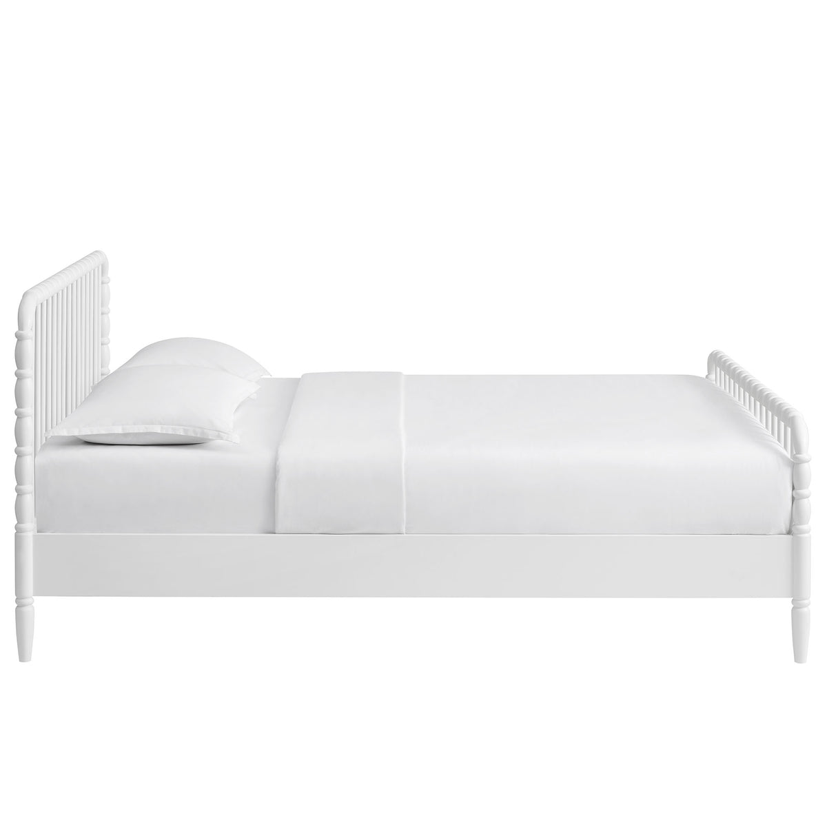 Arlette White Queen Size Wood Spindle Bed Frame - Ornate Home