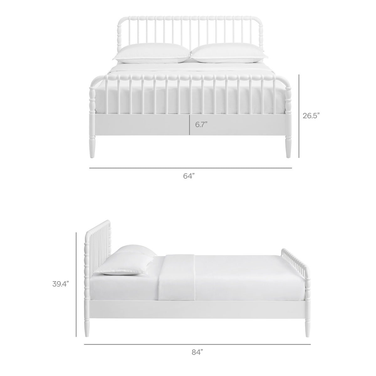 Arlette White Queen Size Wood Spindle Bed Frame - Ornate Home