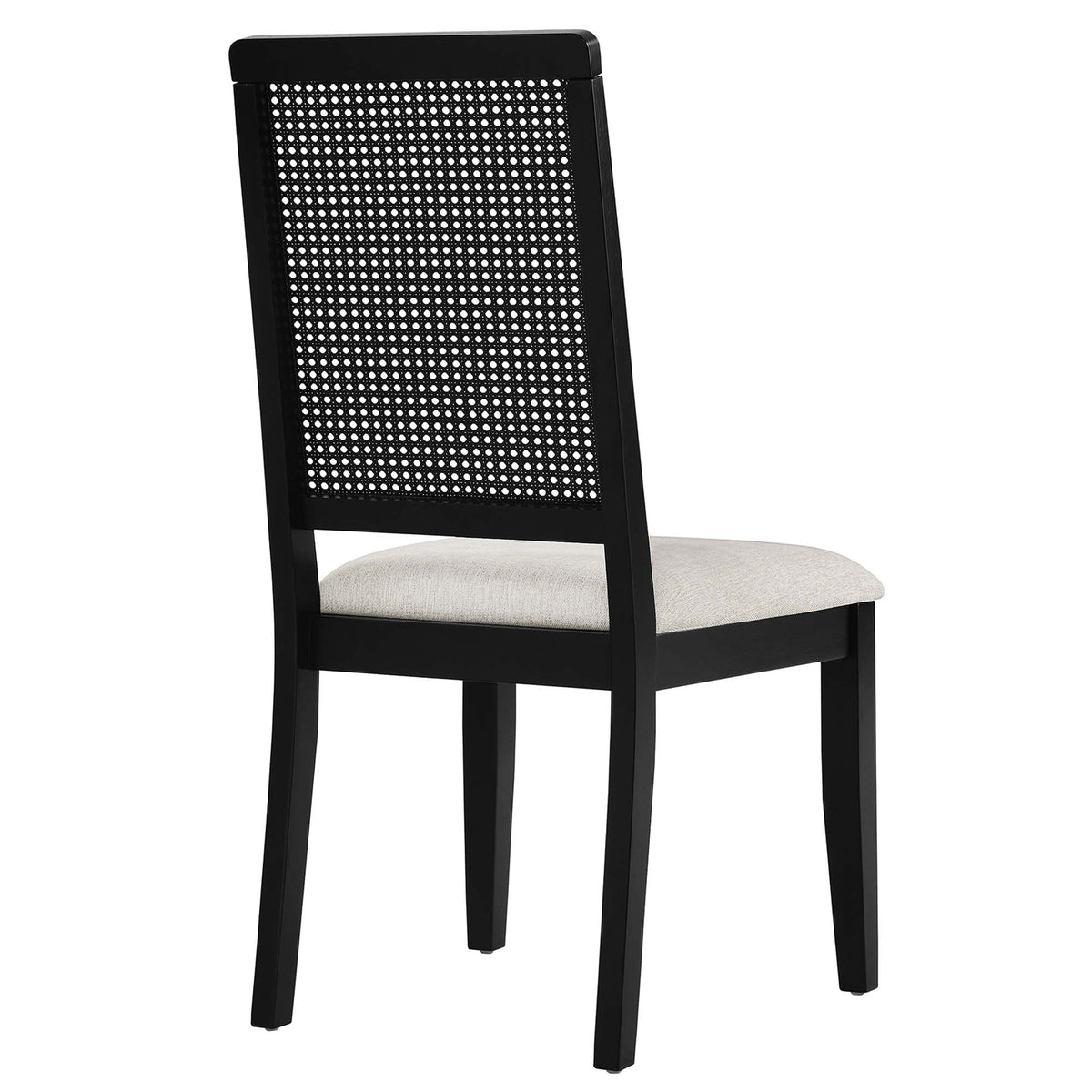 Arlo Black/Heathered Weave Ivory Faux Rattan and Wood Dining Side Chairs (Set of 2) - Ornate Home