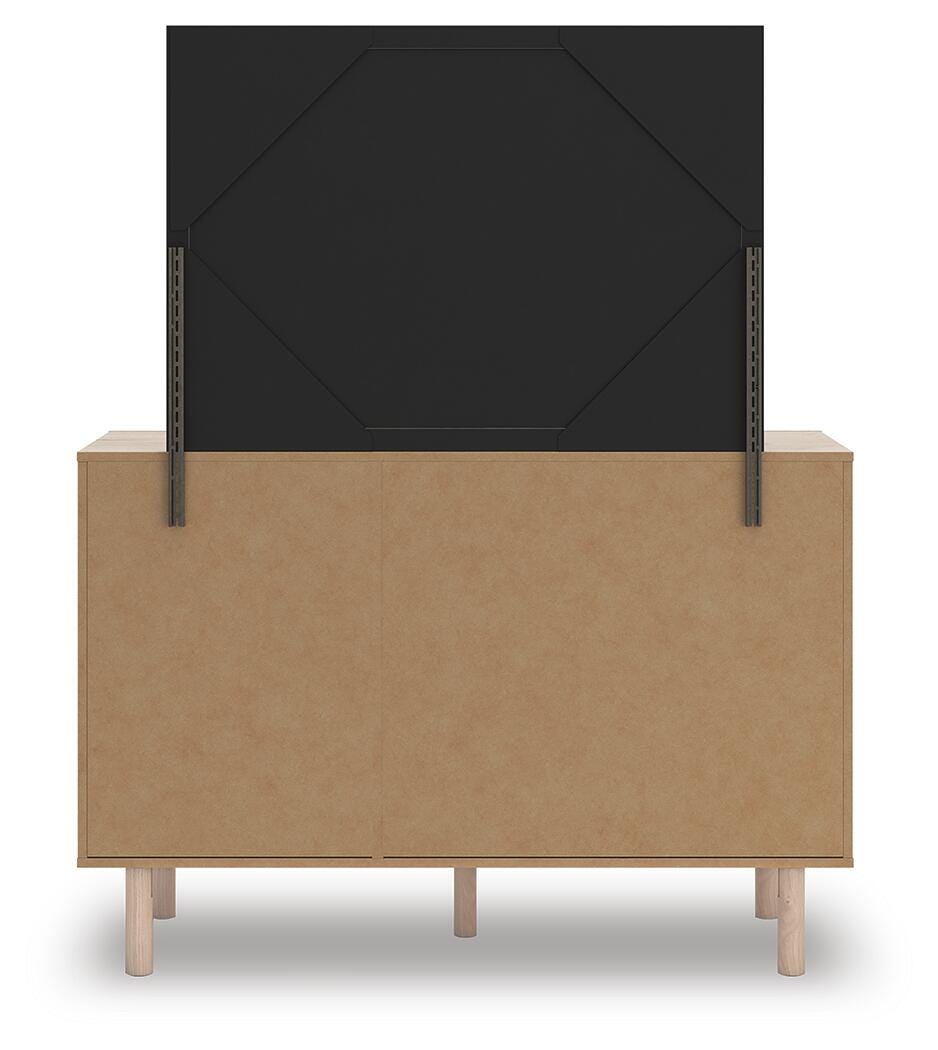 Arloster Brown/Tan/White Full Panel Storage Bed, Dresser, Mirror and Nightstand - Ornate Home