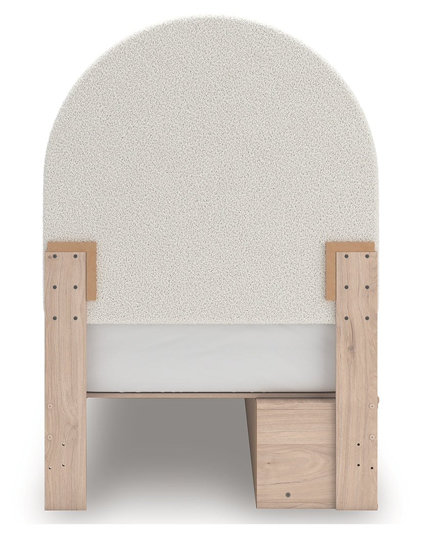 Arloster Tan/White Twin Upholstered Panel Bed with 2 Drawers Storage - Ornate Home