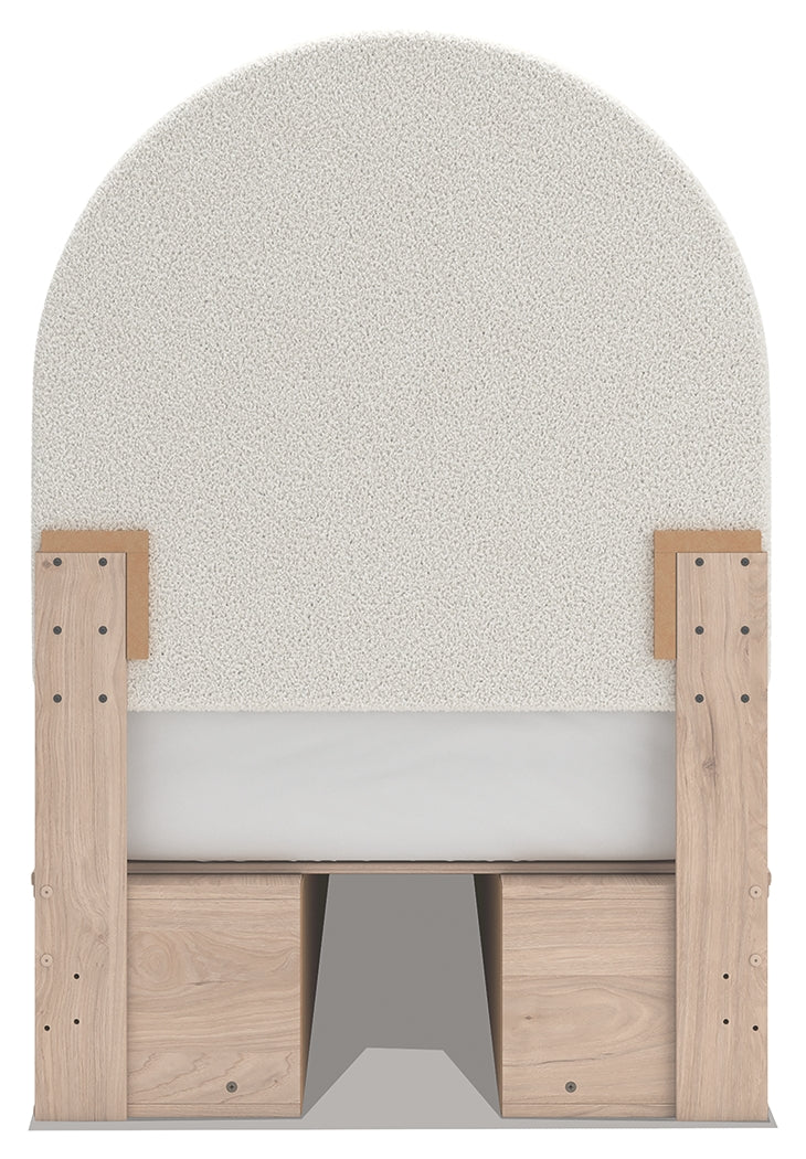 Arloster Tan/White Twin Upholstered Panel Bed with 4 Drawers Storage (Online Special Price) - Ornate Home