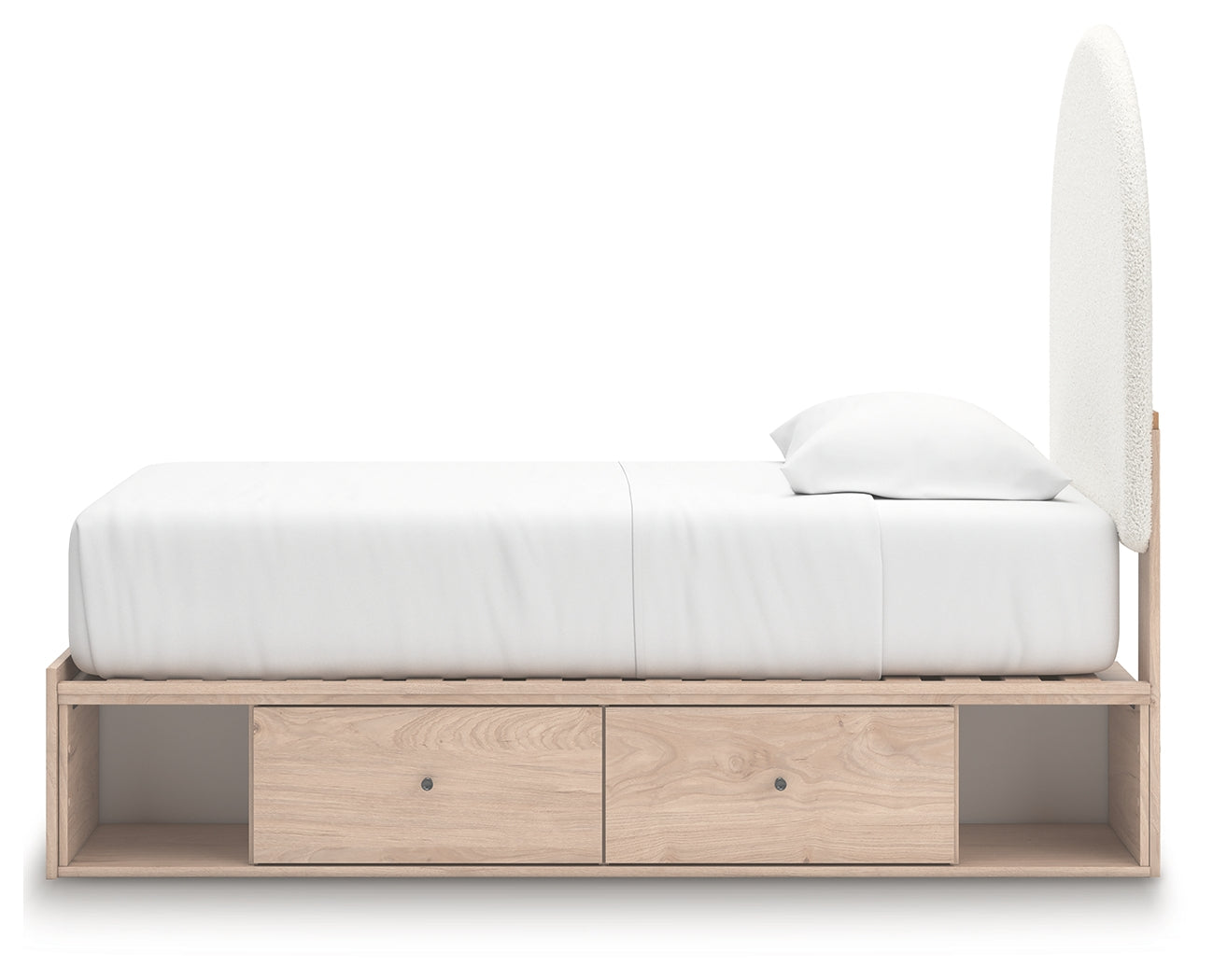 Arloster Tan/White Twin Upholstered Panel Bed with 4 Drawers Storage (Online Special Price) - Ornate Home