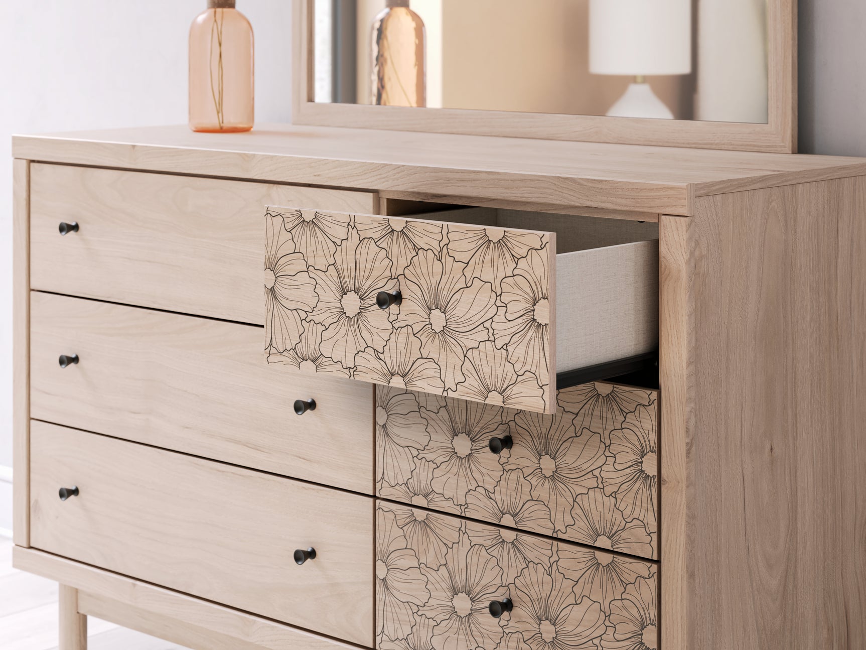 Arloster White/Tan Full Upholstered Day Bed, Dresser and Mirror (Online Special Price) - Ornate Home
