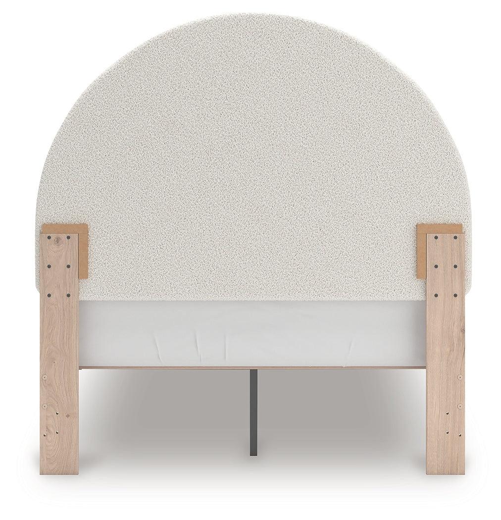 Arloster White/Tan Full Upholstered Panel Bed, Dresser and Mirror (Online Special Price) - Ornate Home