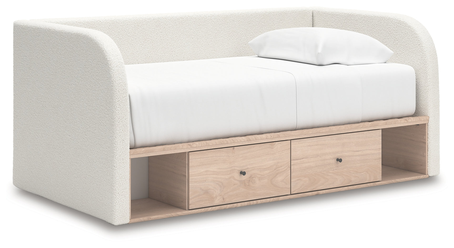 Arloster White/Tan Twin Day Bed with Storage, Dresser and Nightstand - Ornate Home