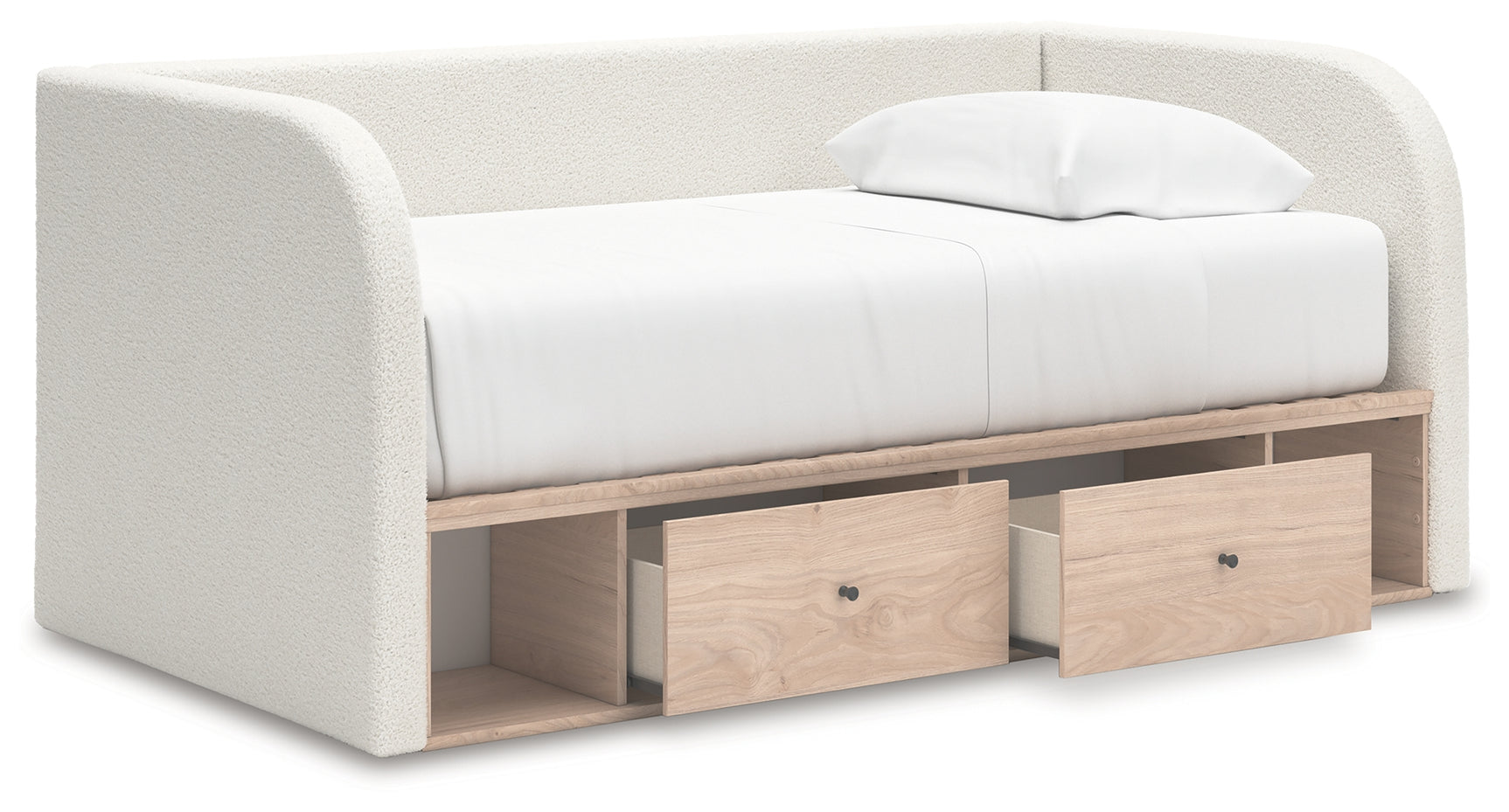 Arloster White/Tan Twin Day Bed with Storage, Dresser and Nightstand - Ornate Home