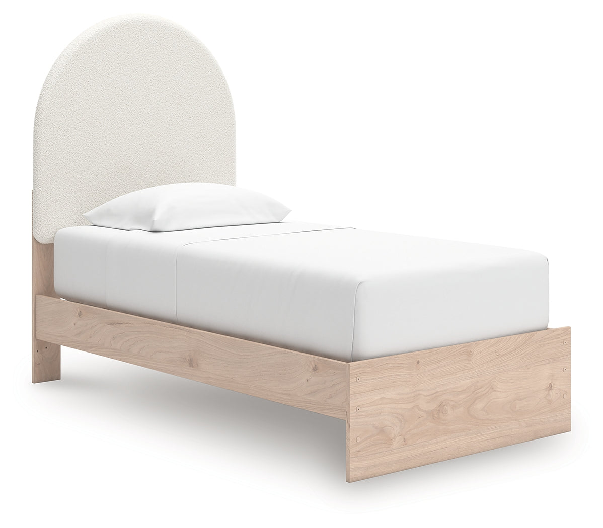Arloster White/Tan Twin Upholstered Panel Bed, Dresser and Mirror (Online Special Price) - Ornate Home