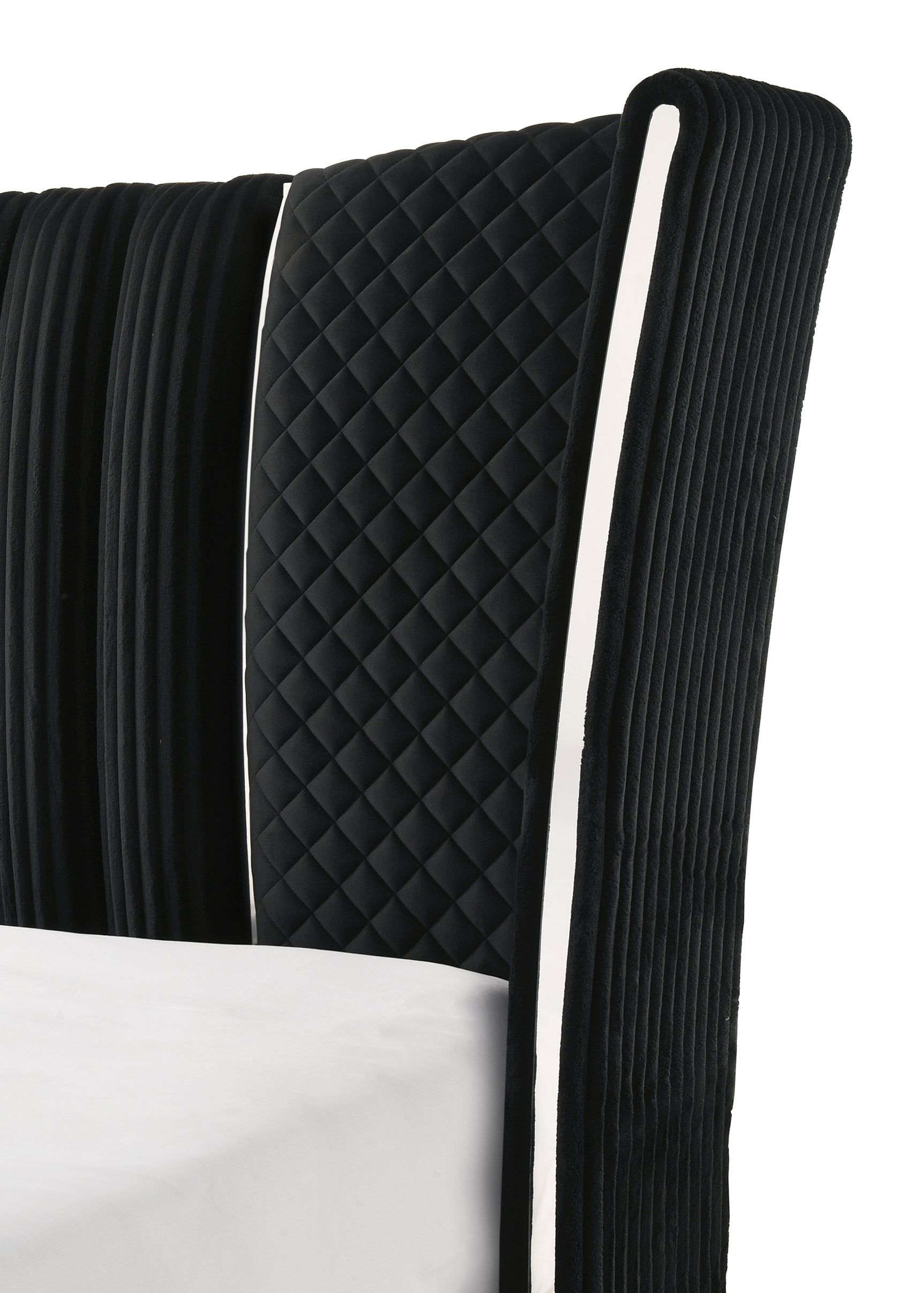 Armany Black Upholstered Queen Bed - Ornate Home