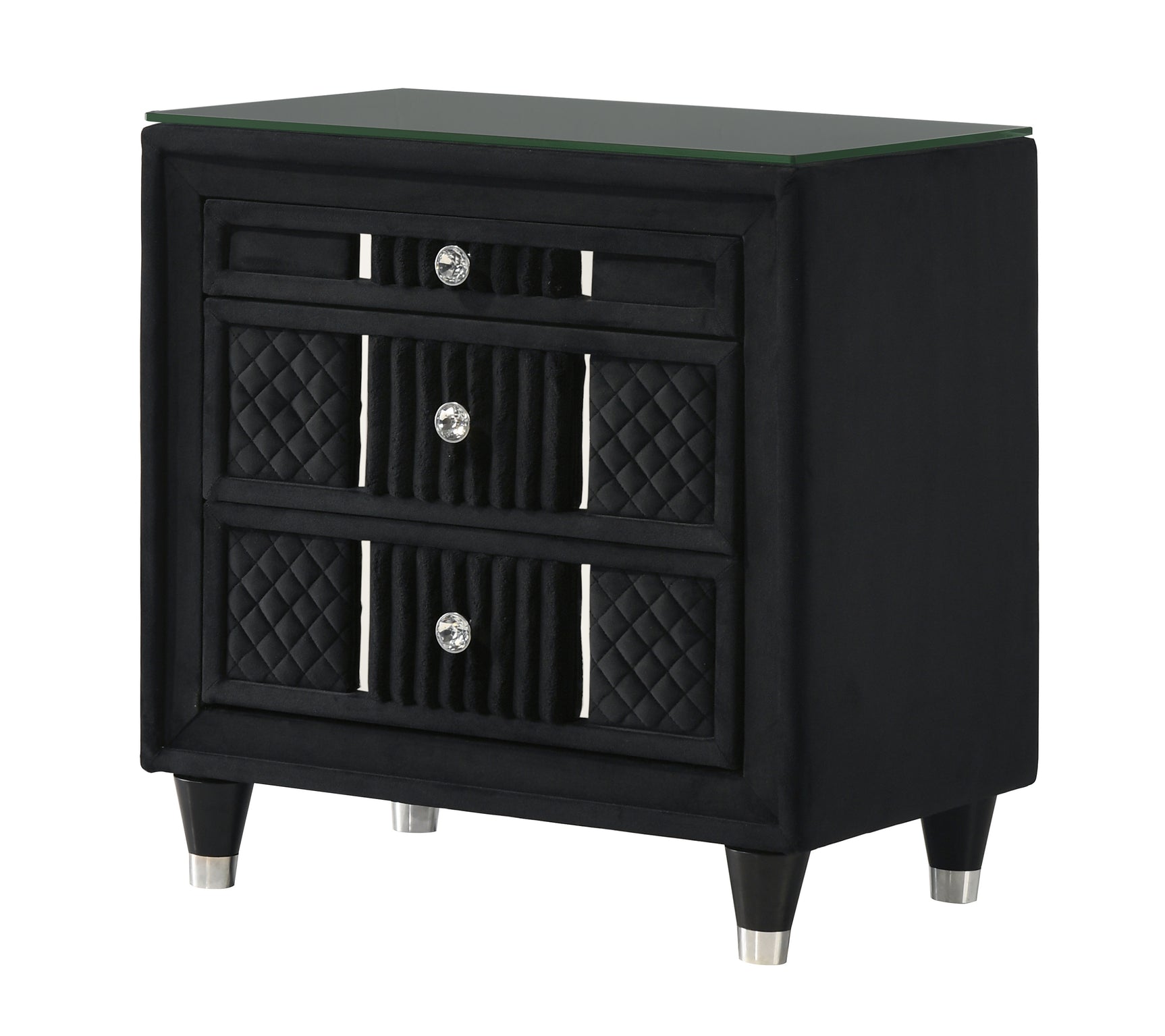 Armany Black Upholstered Panel Bedroom Set - Ornate Home