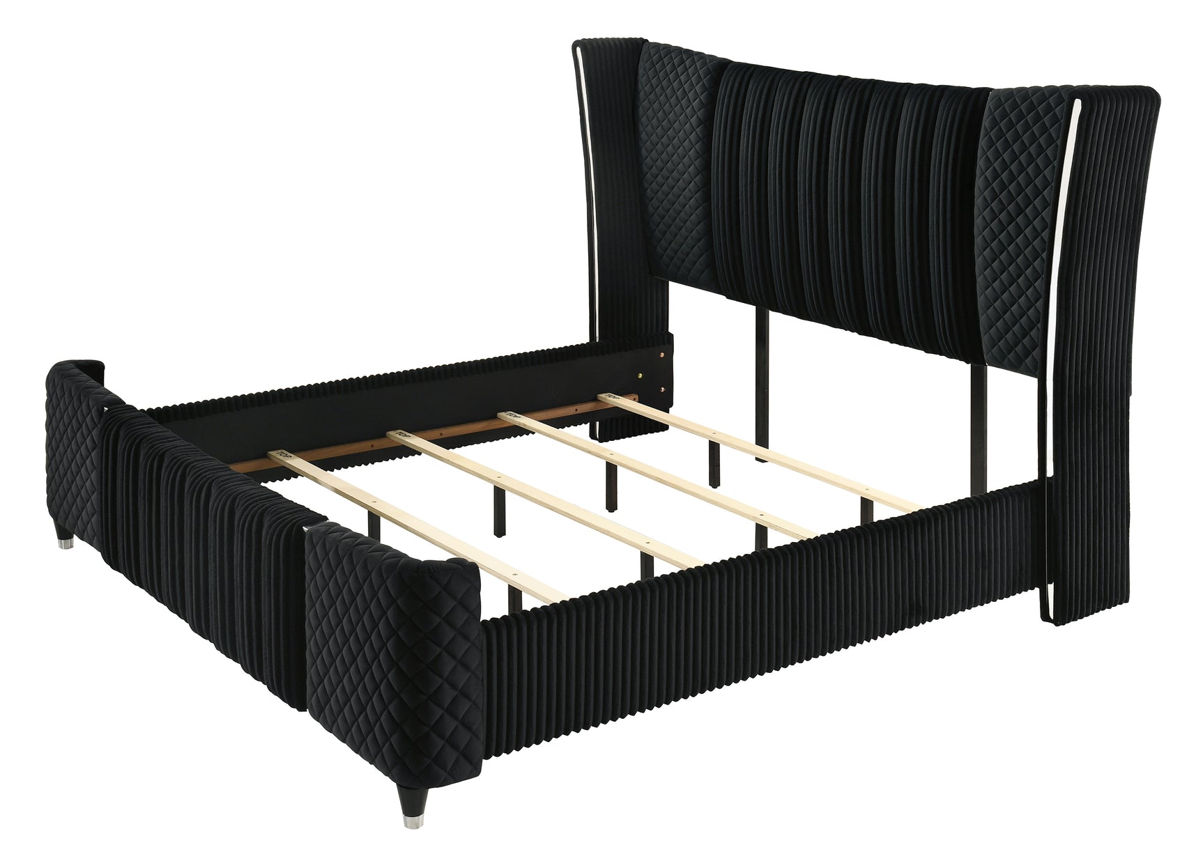 Armany Black Upholstered King Bed - Ornate Home