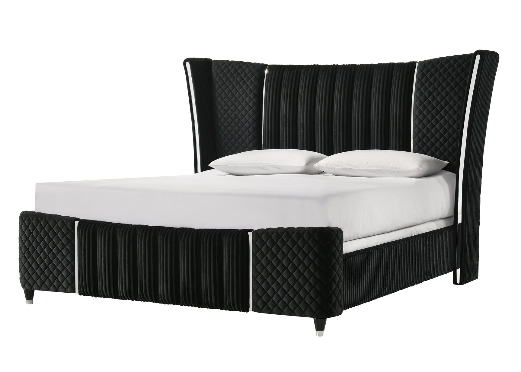 Armany Black Upholstered King Bed - Ornate Home