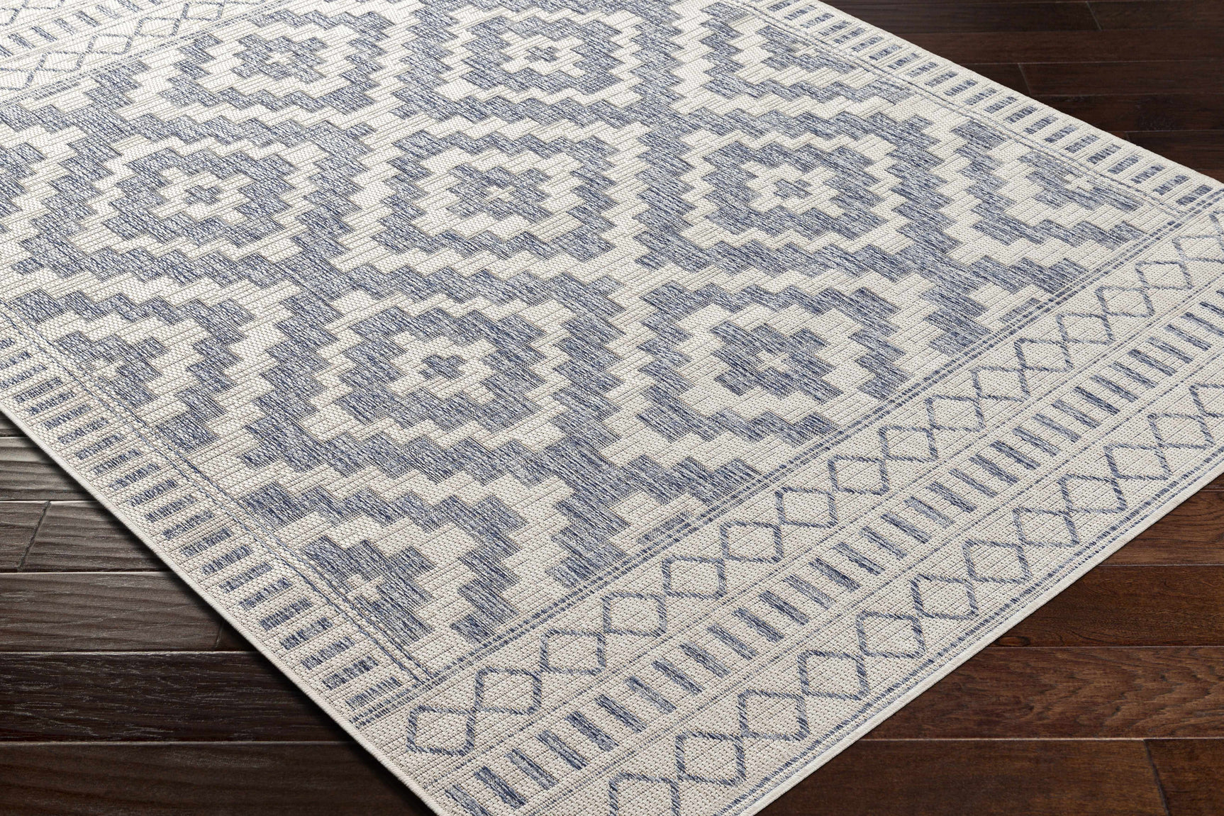 Armen Cream&Blue Outdoor Rug - Ornate Home